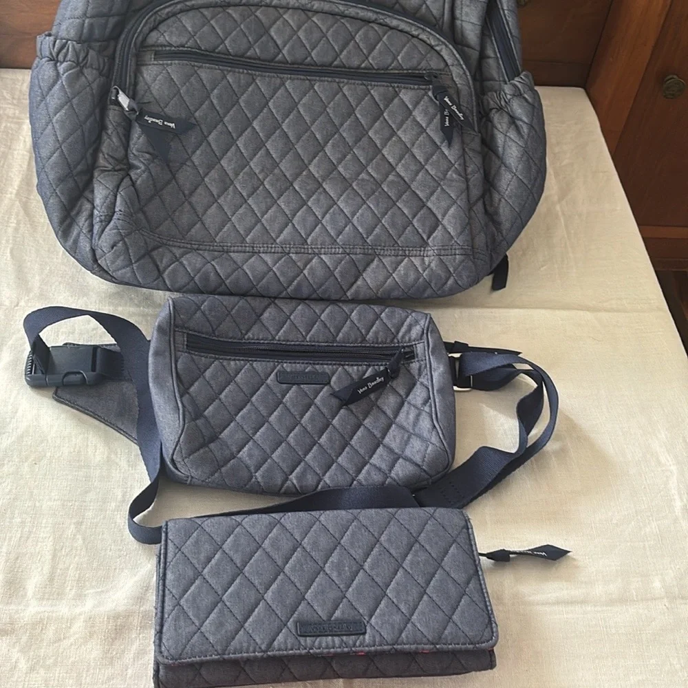 Vera Bradley Denim Moonlight Navy 3-in1 RFID All in One Crossbody Bag Wa… - Picture 6 of 6